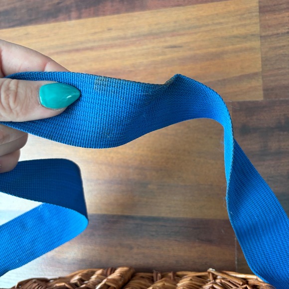 Grey Goose Wicker Picnic Basket Carrier Bag Blue‎ Strap Handle - Picture 9 of 9